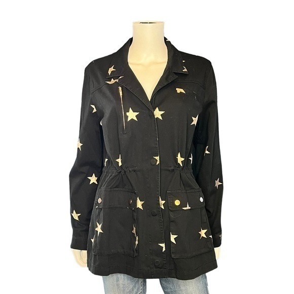 Romeo & Juliet Couture NEW Black Copper Star Utility Streetwear Jacket Size L - Picture 3 of 8